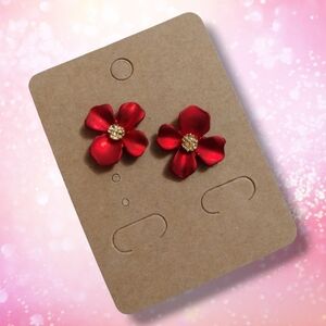 Elegant Red Flower Earrings